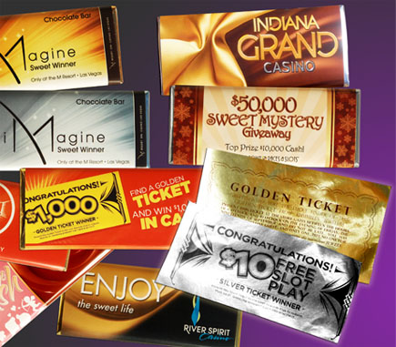custom wrapped chocolate bars and Golden Tickets