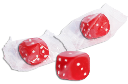 red sour cherry gummi dice