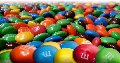 a pile of m&m's