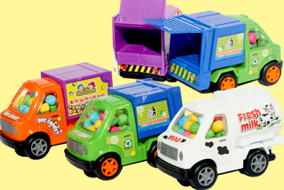 Candy-filled utility trucks